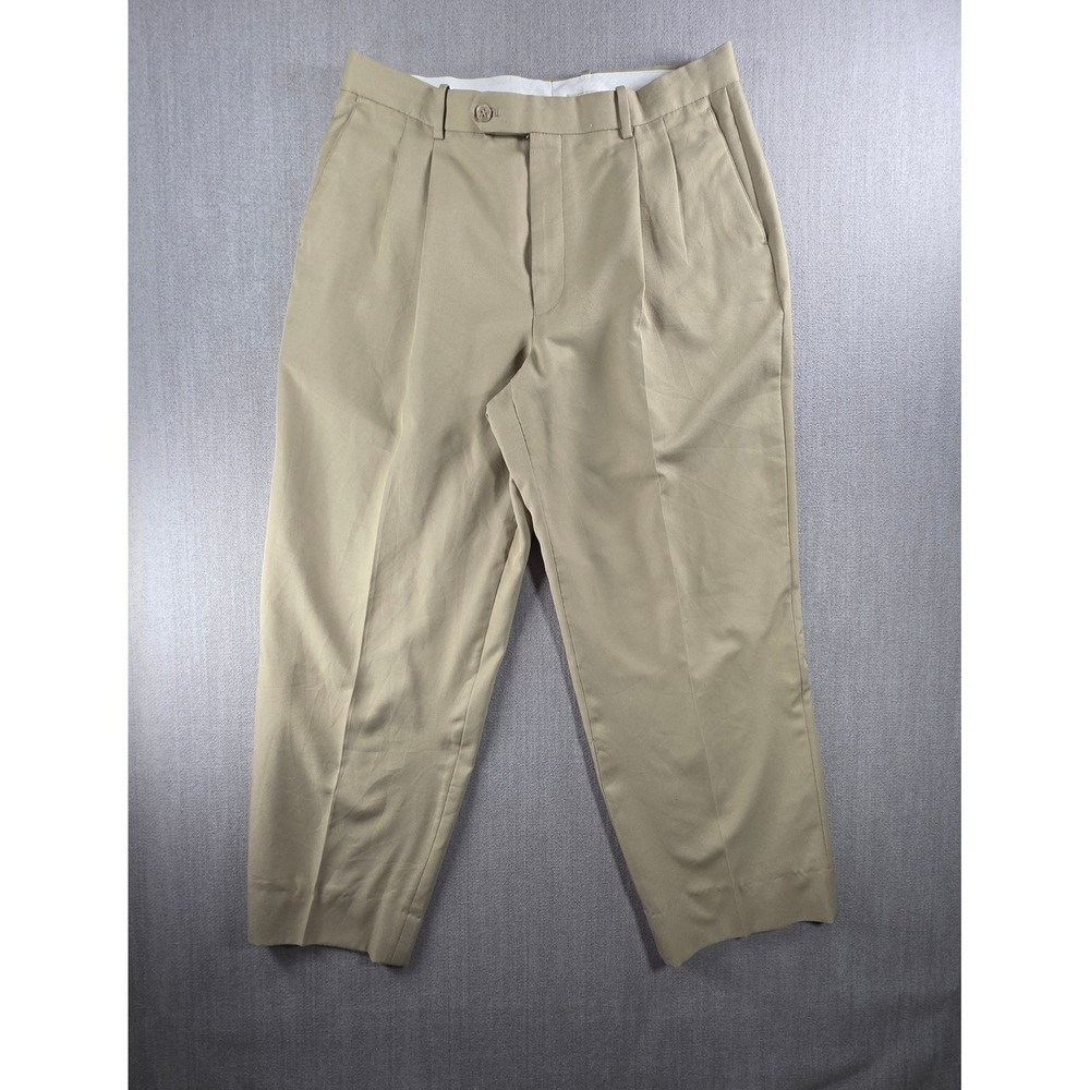 Bolzano Dress Pants Mens 34x29 Khaki Pleated Uomo Collezione Trousers